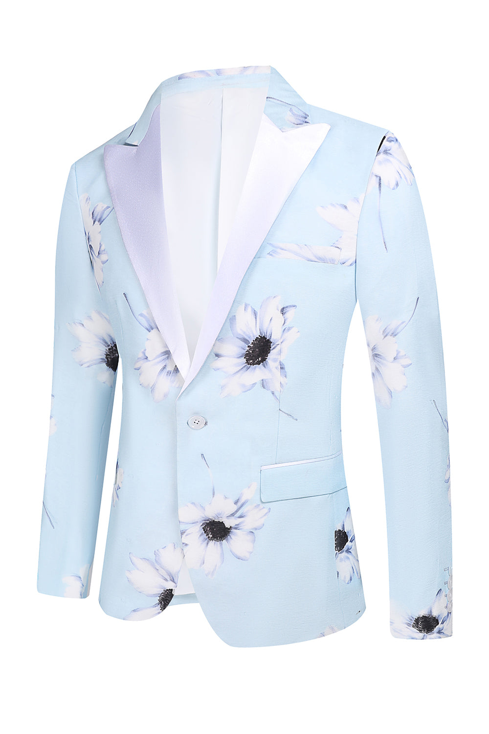 Azul claro Peak Lapel 2 piezas Floral Trajes de fiesta para hombres