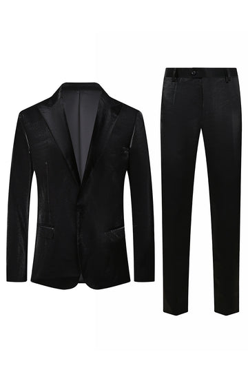 Black Peak Lapel 2 piezas Hombres Velvet Prom Suits