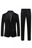 Black Peak Lapel 2 piezas Hombres Velvet Prom Suits