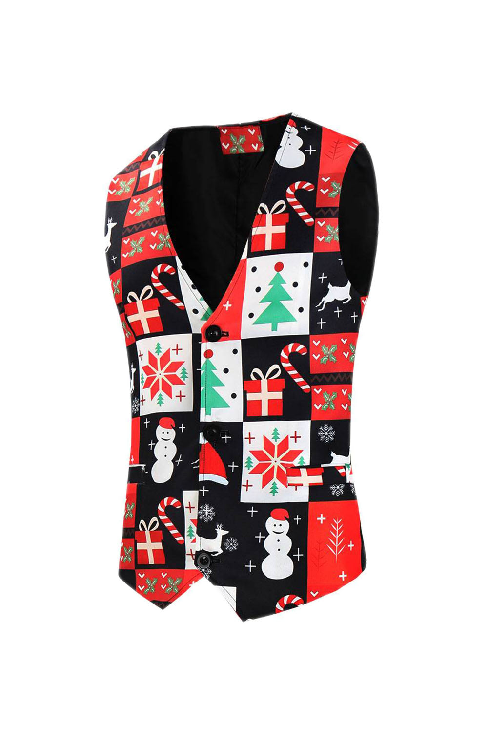 Árbol de Navidad Rojo Impreso 3 Piezas Trajes de Hombre