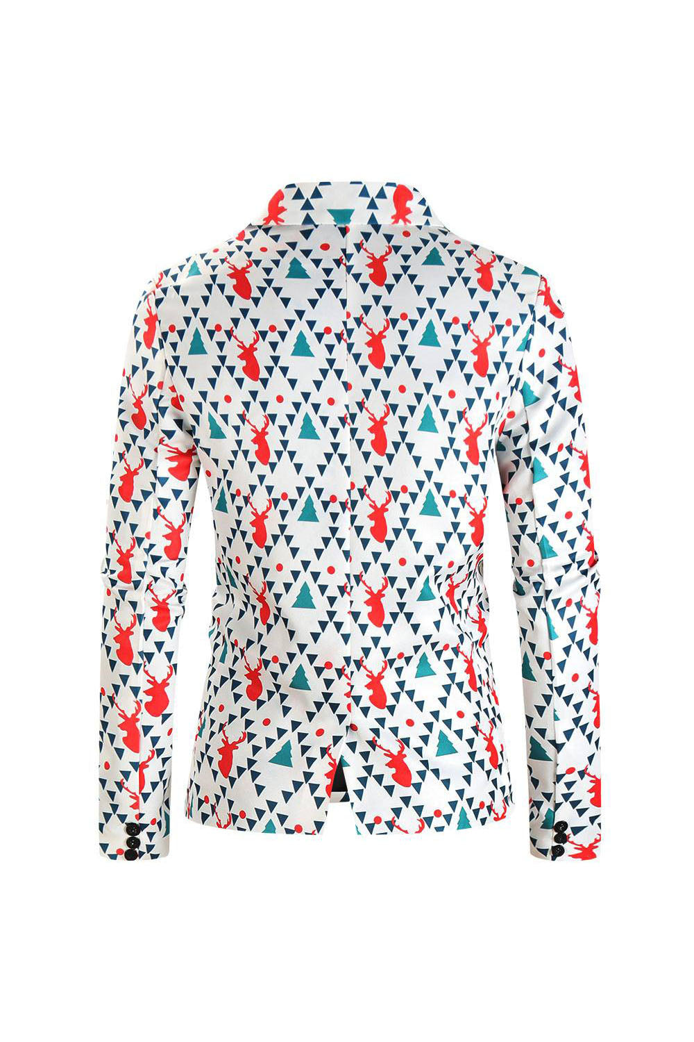 Reno blanco impreso 3 piezas Navidad Trajes de hombre