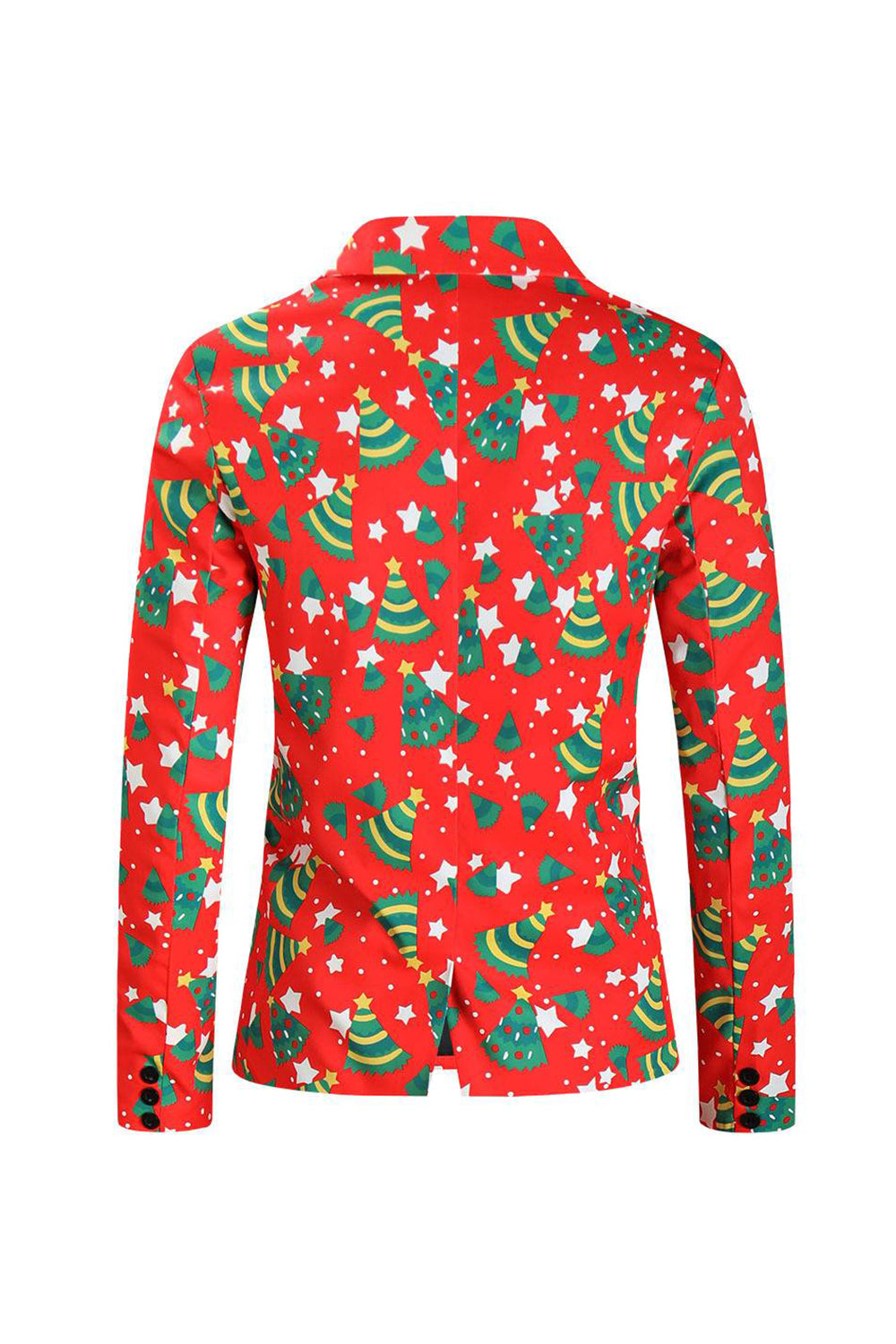 Trajes de fiesta de un botón rojos de 3 piezas estampados en Navidad para hombre
