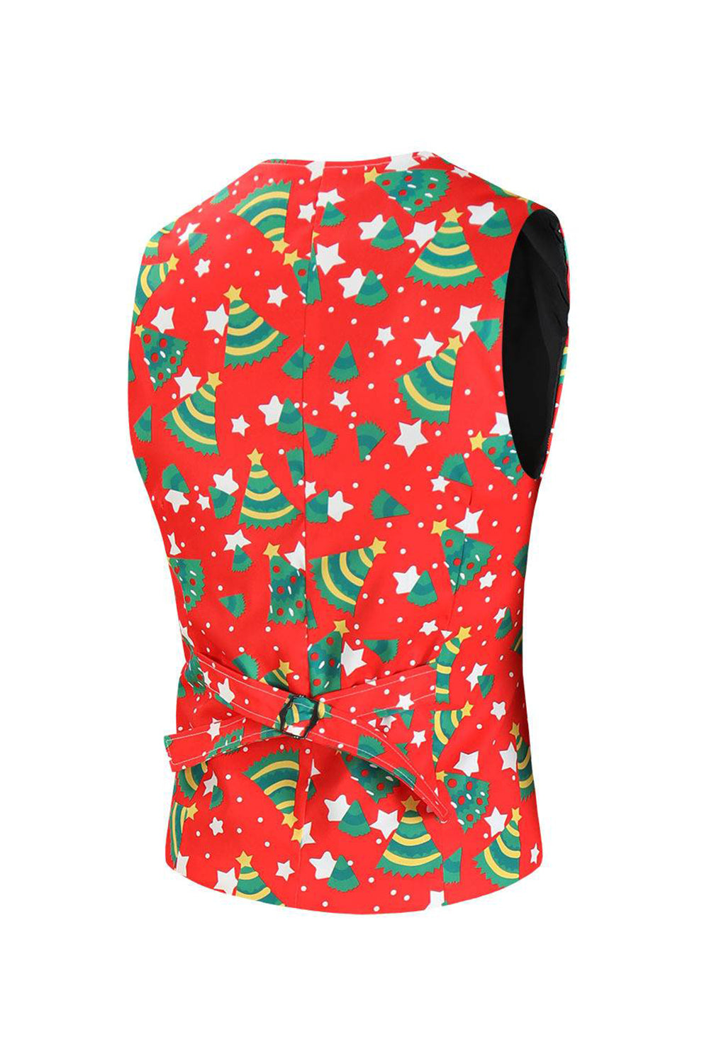 Trajes de fiesta de un botón rojos de 3 piezas estampados en Navidad para hombre