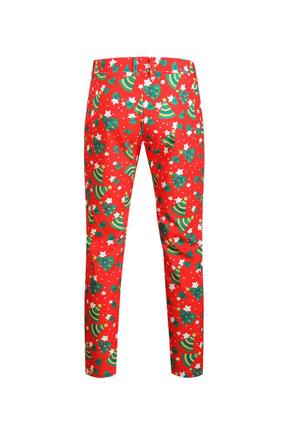 Trajes de fiesta de un botón rojos de 3 piezas estampados en Navidad para hombre