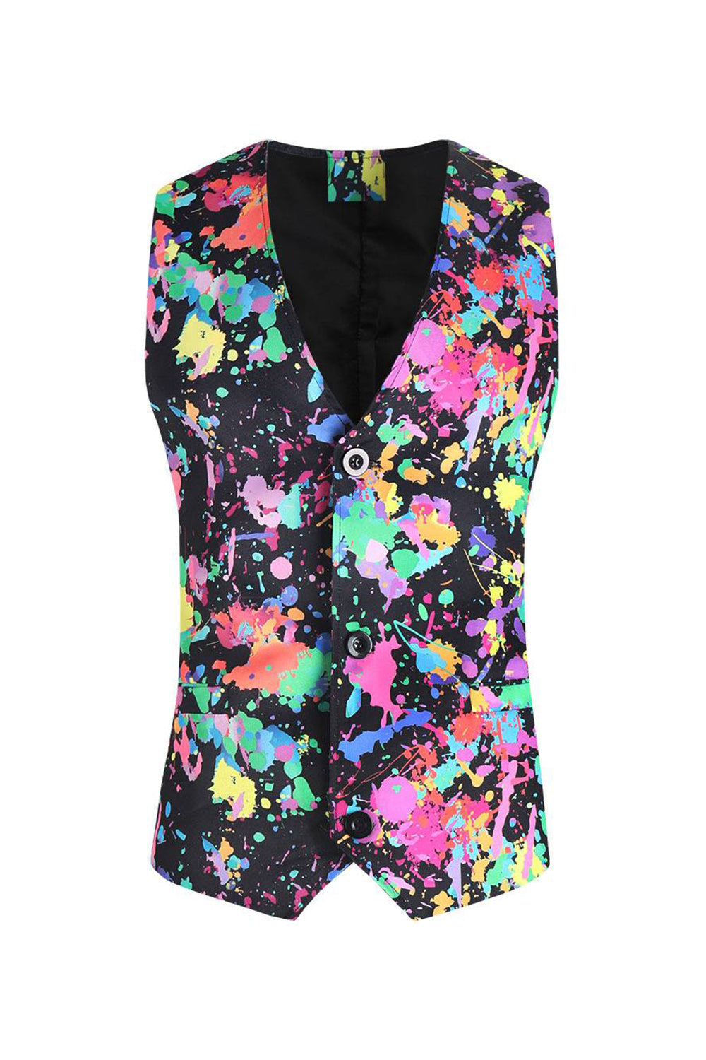 Trajes de fiesta de un botón coloridos de 3 piezas estampados de Navidad para hombre