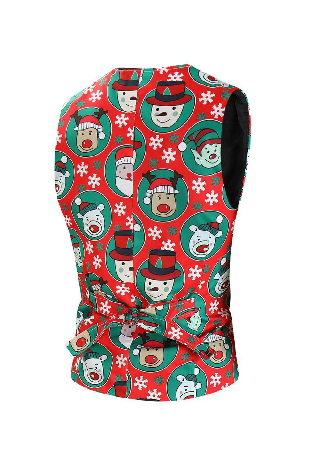 Solapa con muescas Un botón Papá Noel estampado Trajes rojos para hombre