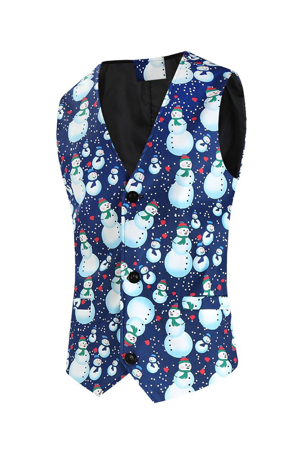 Solapa con muescas Un botón azul Muñeco de nieve estampado Trajes de hombre