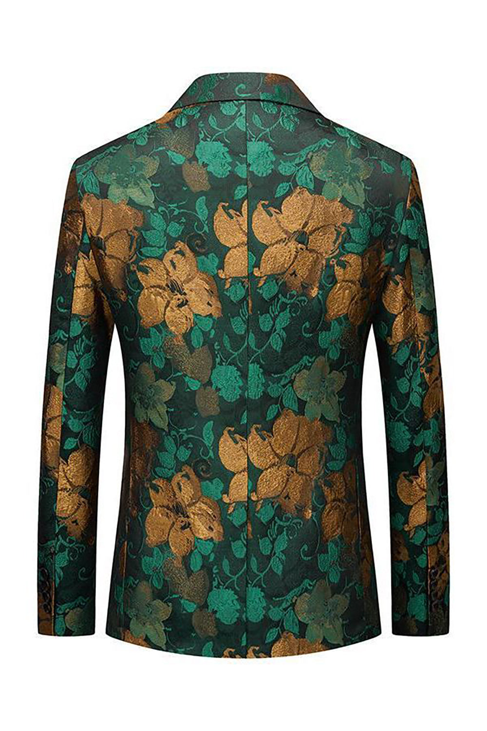 Blazer de fiesta para hombre con solapa con muescas en jacquard verde