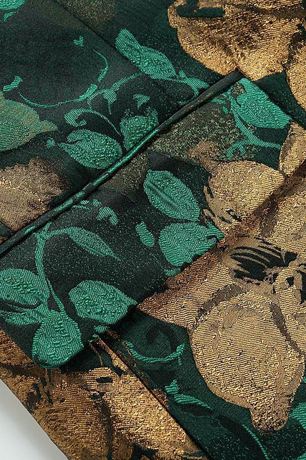 Blazer de fiesta para hombre con solapa con muescas en jacquard verde