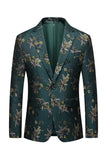Blazer de fiesta para hombre bordado con solapa con muescas en verde oscuro