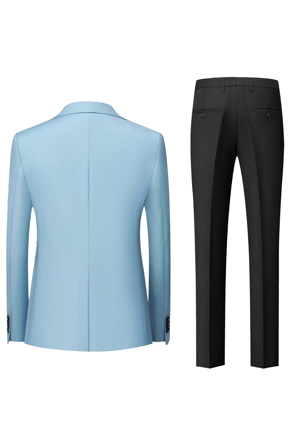 Negro Gris 3 Piezas Solapa Pico Un Botón Trajes De Hombre