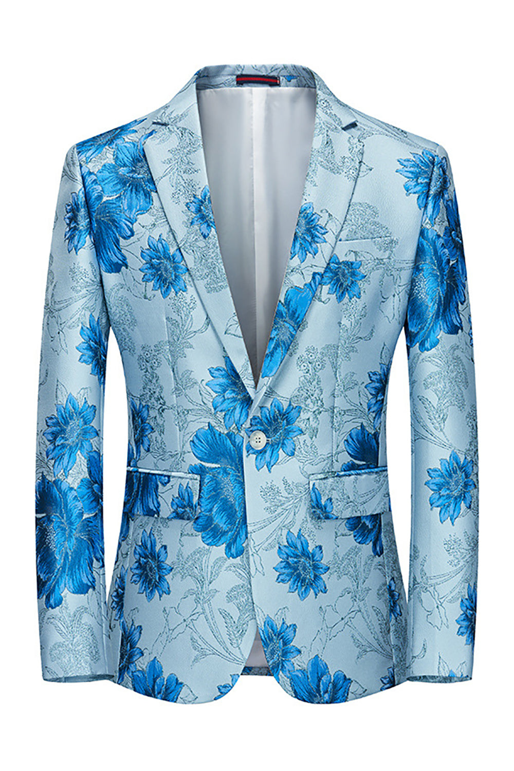 Blazer de hombre con solapa con muescas en jacquard de flores rosas
