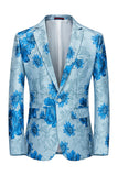 Blazer de hombre con solapa con muescas en jacquard de flores rosas