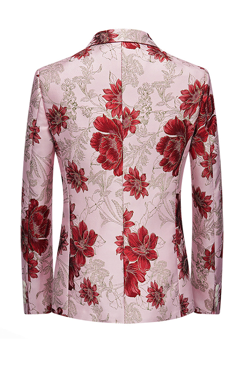 Blazer de hombre con solapa con muescas en jacquard de flores rosas