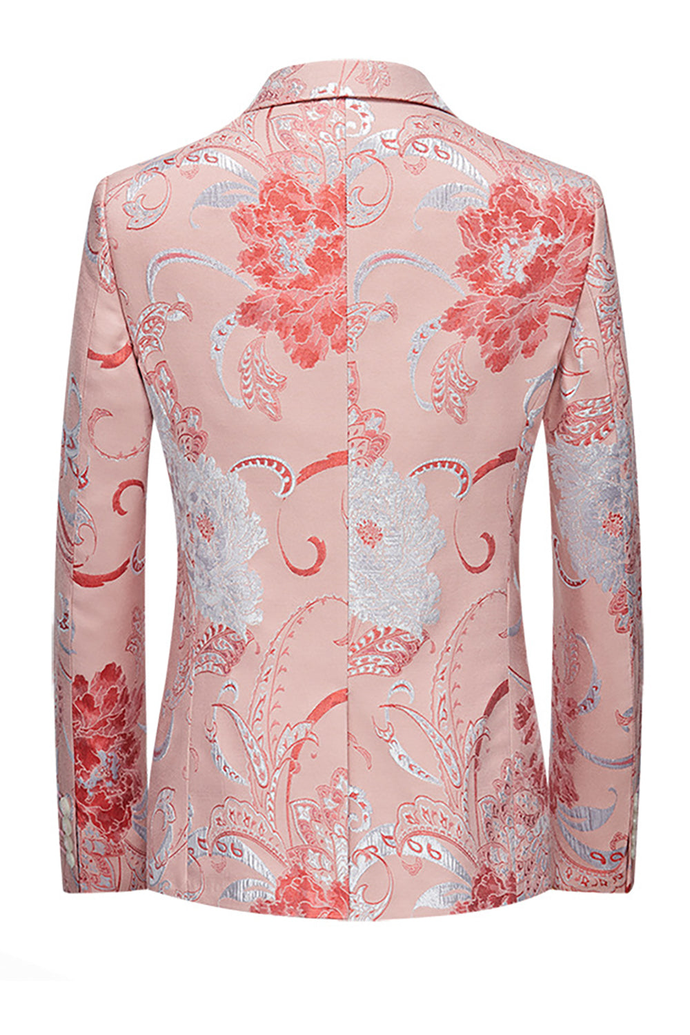 Trajes de fiesta para hombre de 2 piezas de solapa con muescas de jacquard rosa claro