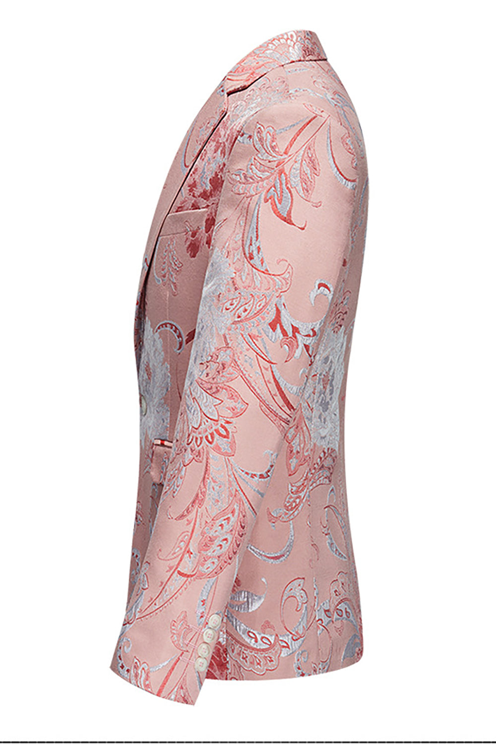 Trajes de fiesta para hombre de 2 piezas de solapa con muescas de jacquard rosa claro