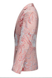 Trajes de fiesta para hombre de 2 piezas de solapa con muescas de jacquard rosa claro