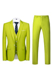Trajes de fiesta para hombre de 3 piezas con solapa verde con muescas