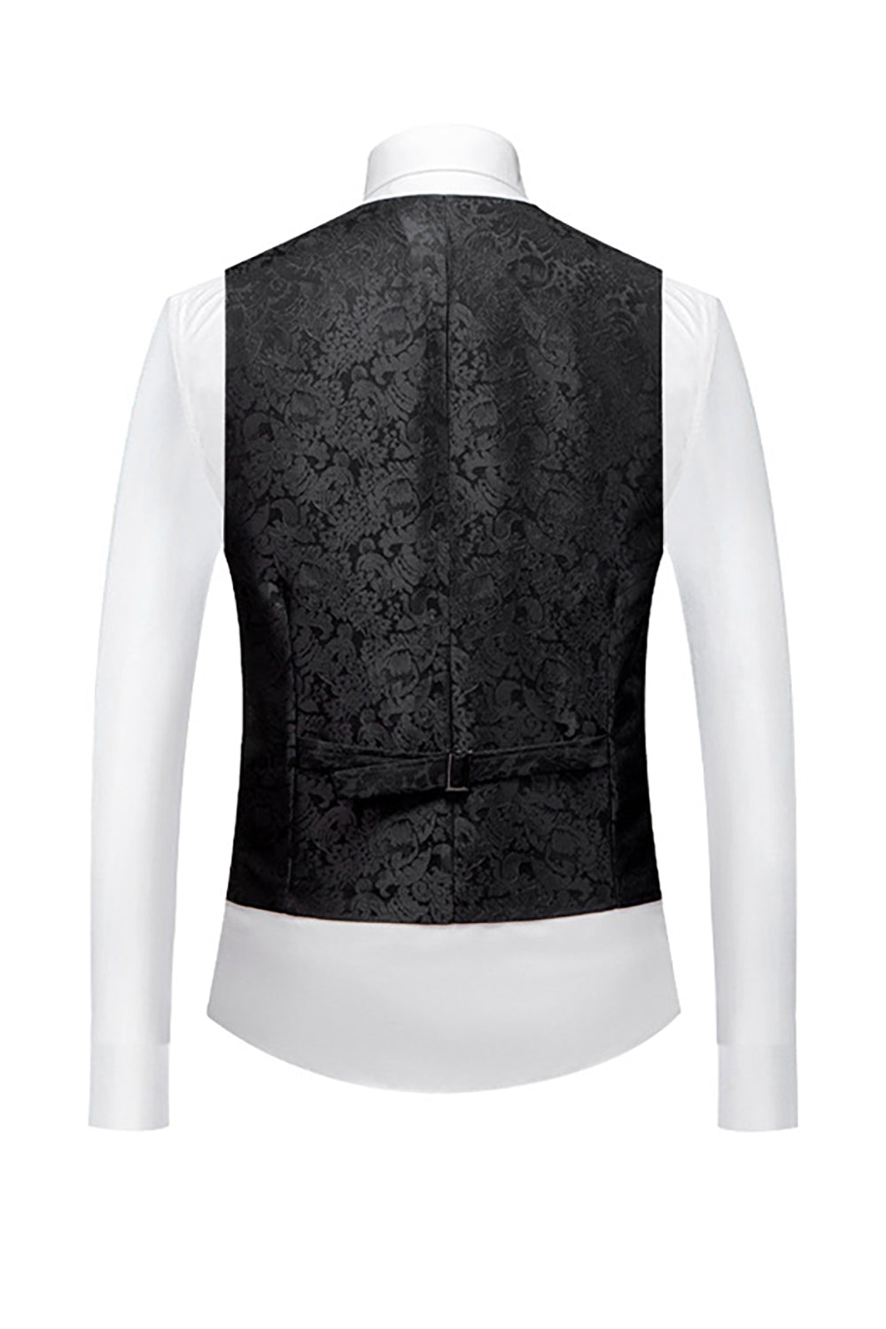 Trajes de fiesta de solapa de chal jacquard negro de 3 piezas para hombre