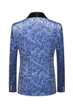 Trajes de fiesta para hombre de 3 piezas de jacquard de solapa azul claro