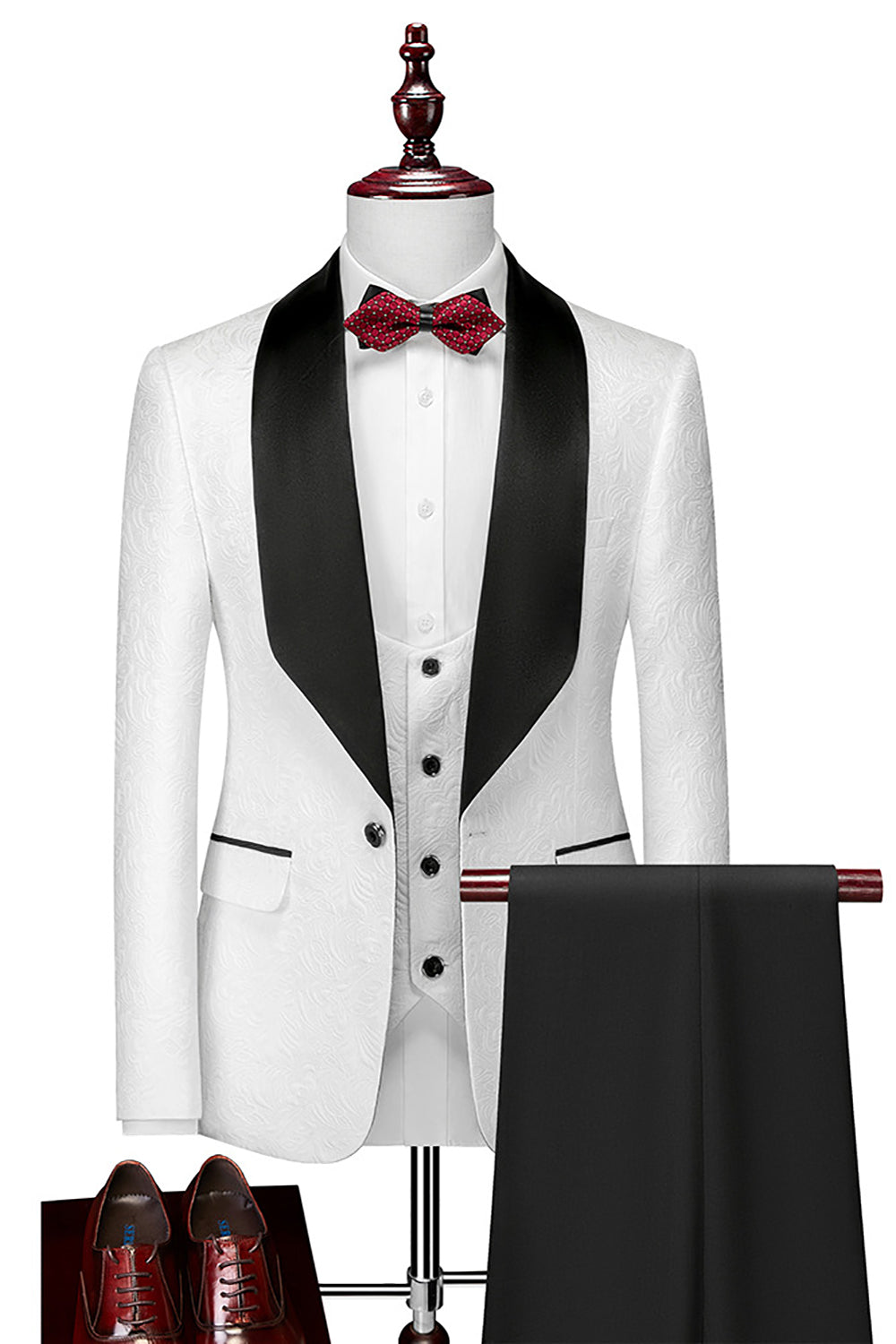 Chal Solapa Blanca Trajes de Hombre de Tres Piezas