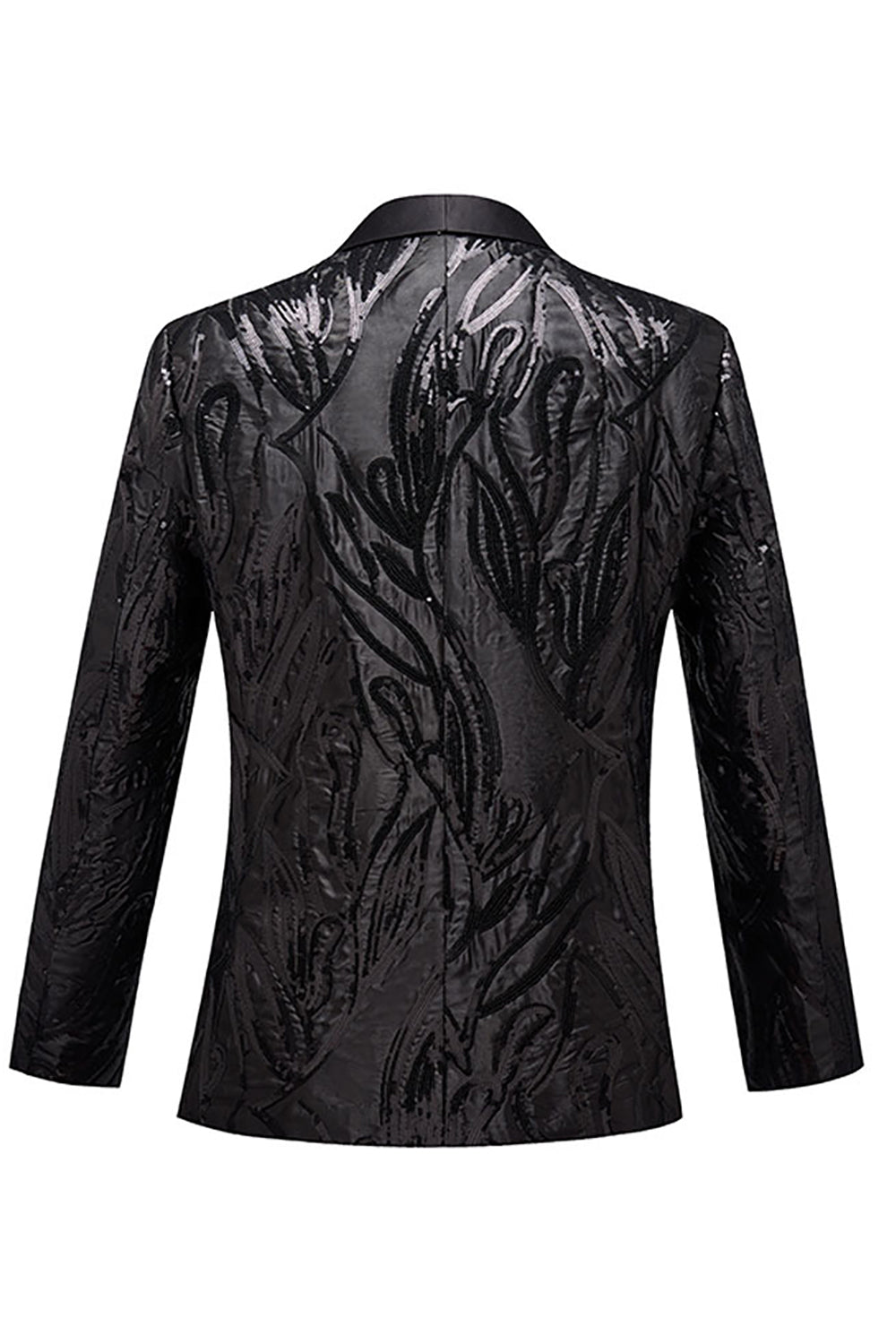 Blazer Negro Jacquard One Button Hombre