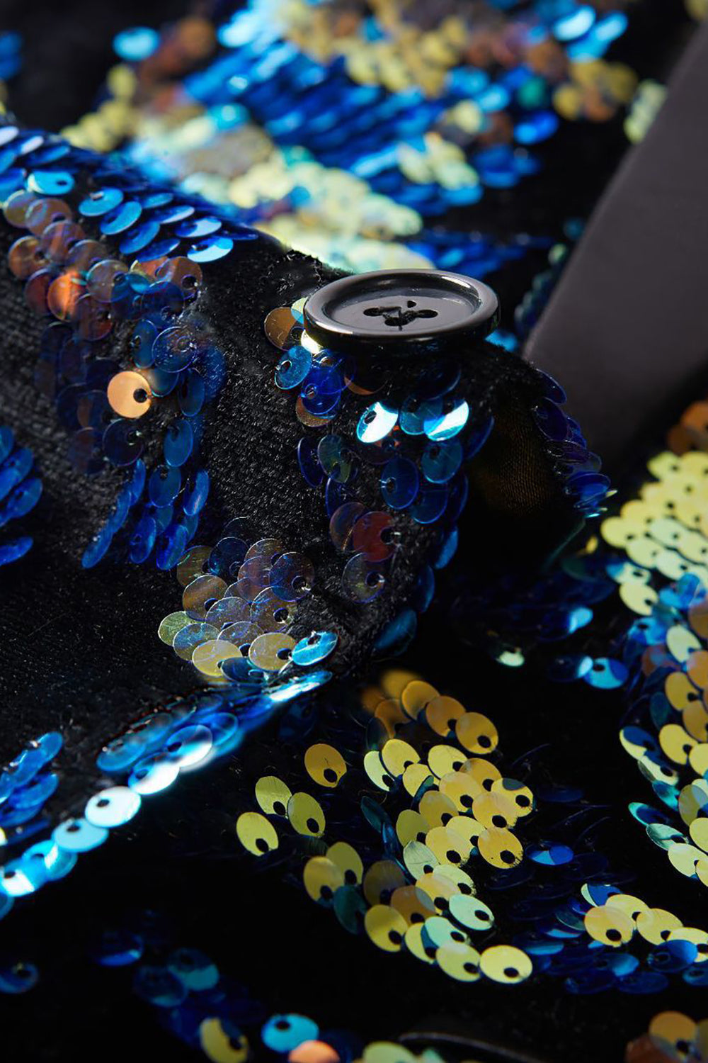 Brillante blazer de lentejuelas azul oscuro para hombre