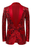 Glitter Red Sequins Blazer Masculino