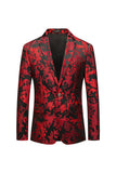 Rojo Blazer de fiesta con solapa de muesca