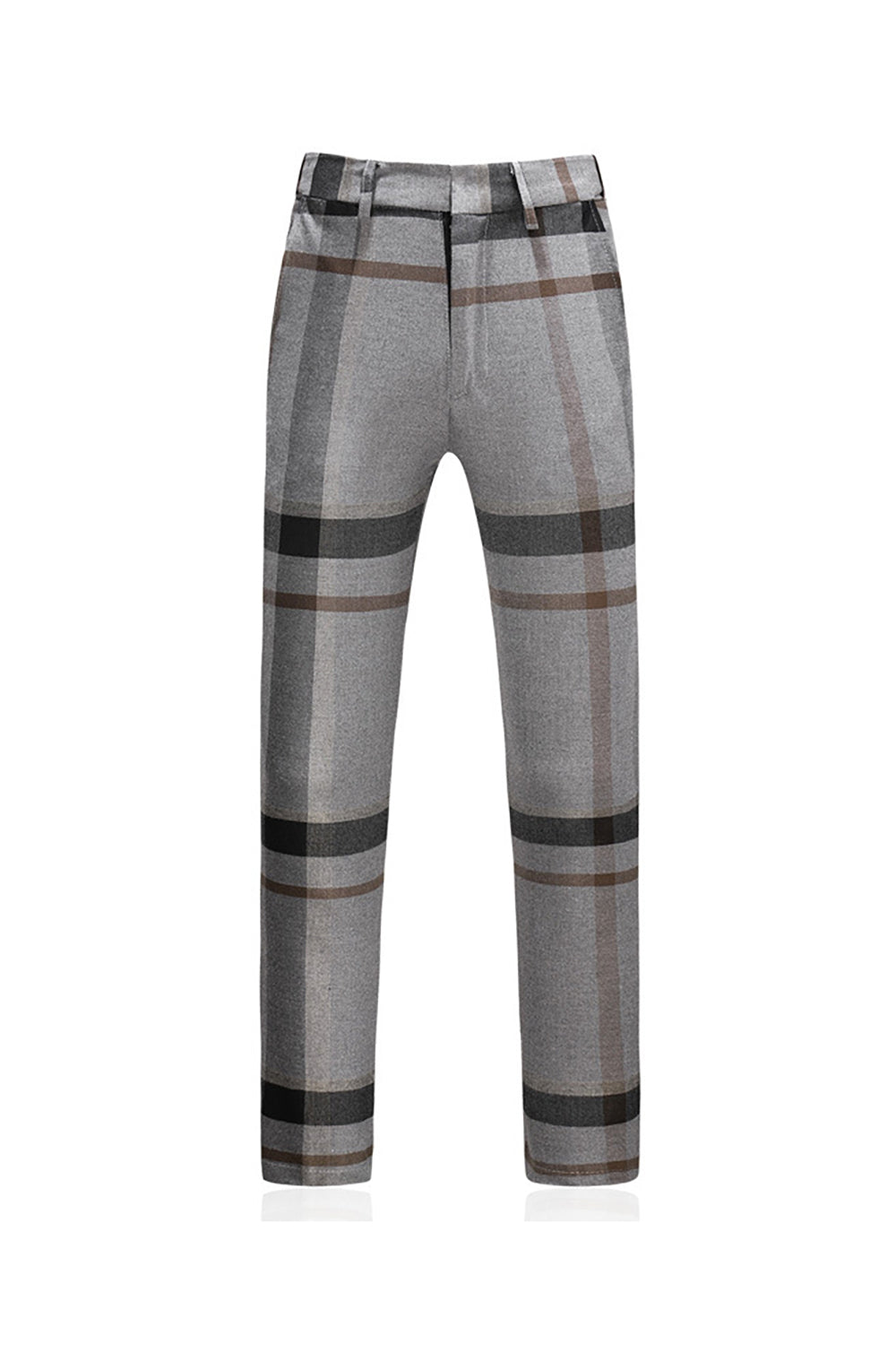 Raya gris solapa 3 piezas Trajes con muescas para hombre