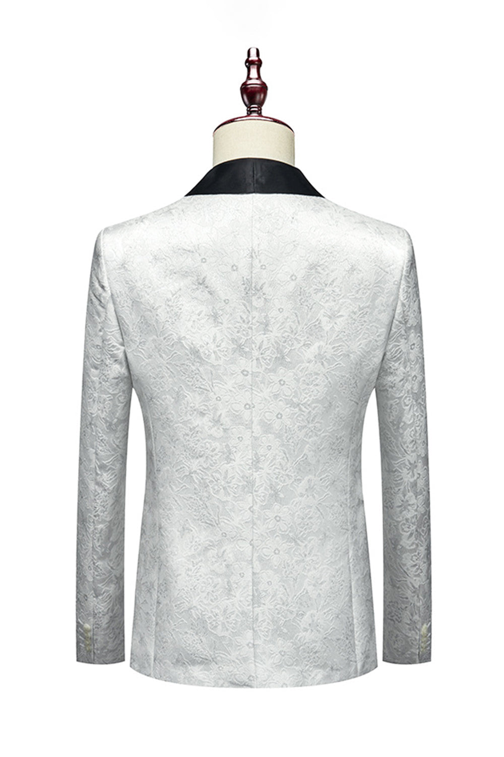 Chal Solapa Jacquard Blanco 3 Piezas Trajes De Hombre
