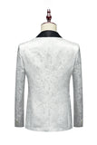Chal Solapa Jacquard Blanco 3 Piezas Trajes De Hombre