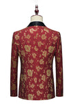Jacquard Rojo Chal Solapa 3 Piezas Trajes De Hombre