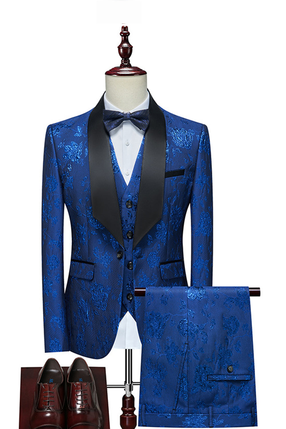 Jacquard Rojo Chal Solapa 3 Piezas Trajes De Hombre