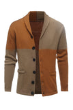 Marrón Mangas Largas Cardigan Para Hombre