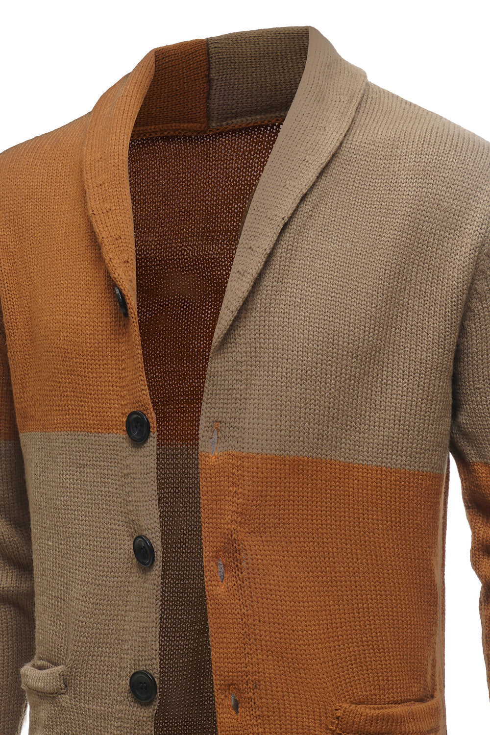 Marrón Mangas Largas Cardigan Para Hombre