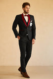 Negro Rojo Hombre Blazer de Fiesta