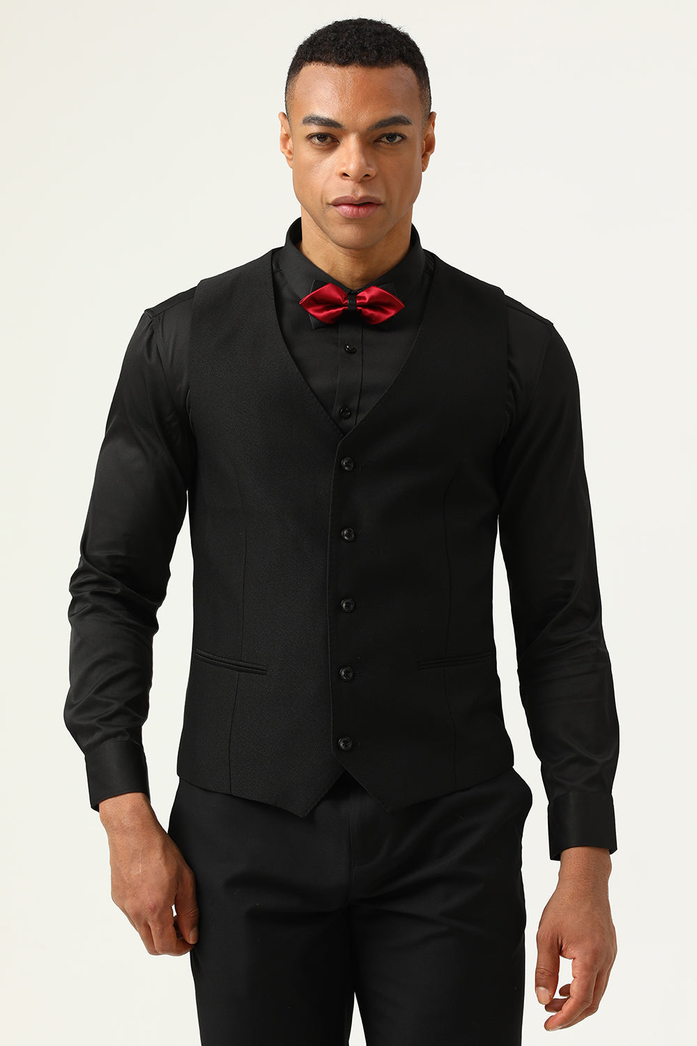 3 Piezas Rojo Negro Trajes de Fiesta Para Hombres