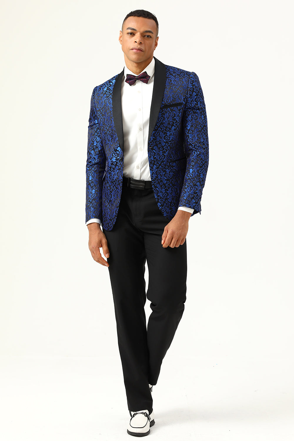 Rojo Jacquard Blazer de Fiesta