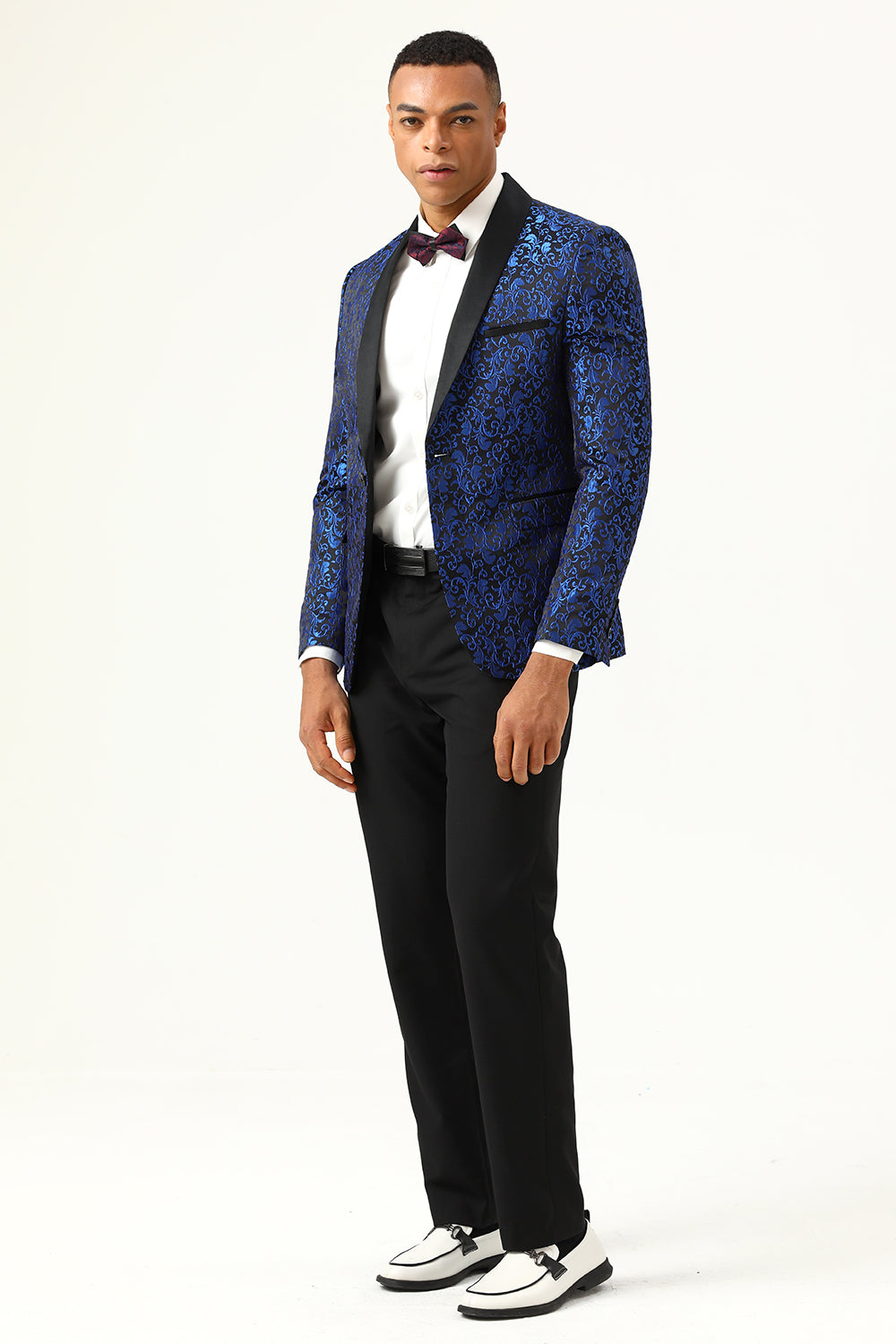 Rojo Jacquard Blazer de Fiesta
