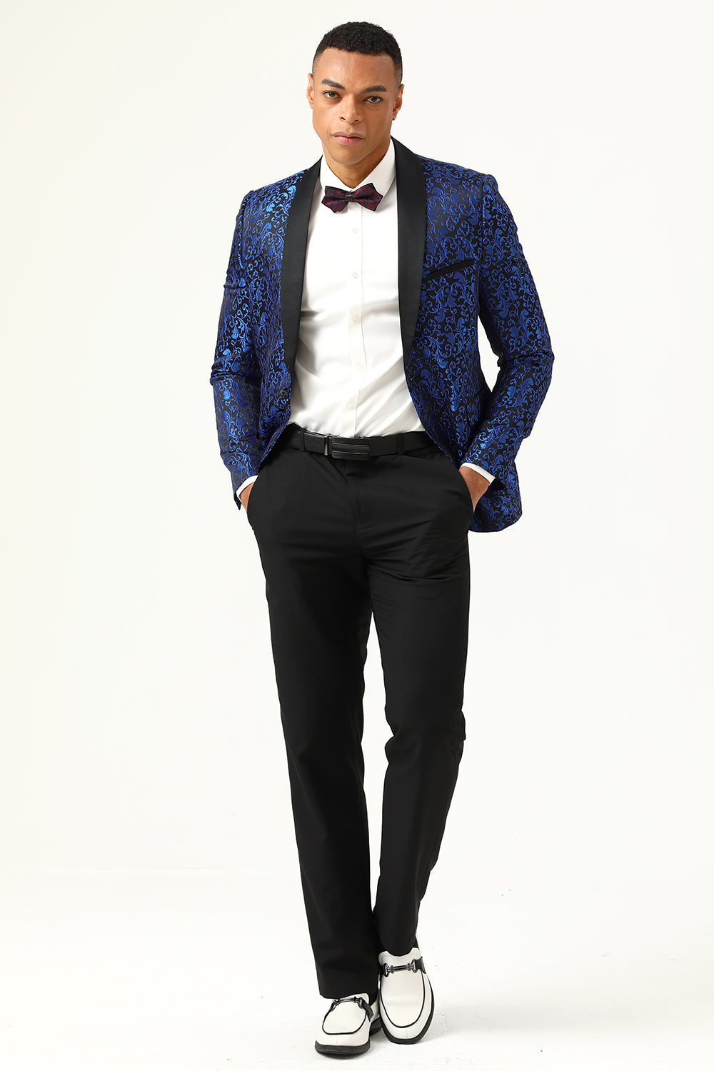 Rojo Jacquard Blazer de Fiesta