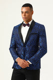 Azul Solapa Redonda Jacquard Blazer