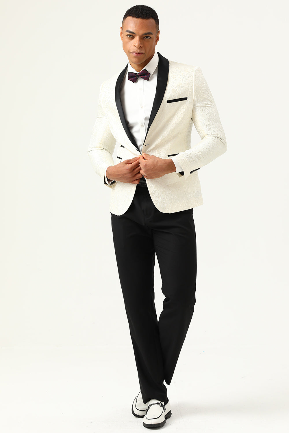 Rojo Jacquard Blazer de Fiesta