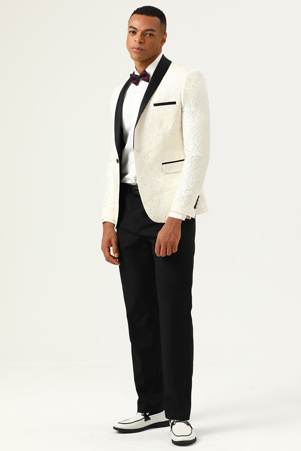 Blanco Jacquard Blazer de Fiesta