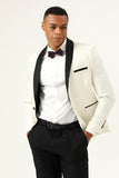 Blanco Jacquard Blazer de Fiesta