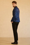 Blanco Solapa Redonda Jacquard Blazer de Fiesta