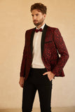Azul Solapa Redonda Jacquard Blazer de Fiesta