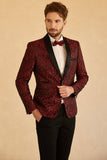 Blanco Solapa Redonda Jacquard Blazer de Fiesta