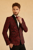 Azul Solapa Redonda Jacquard Blazer de Fiesta