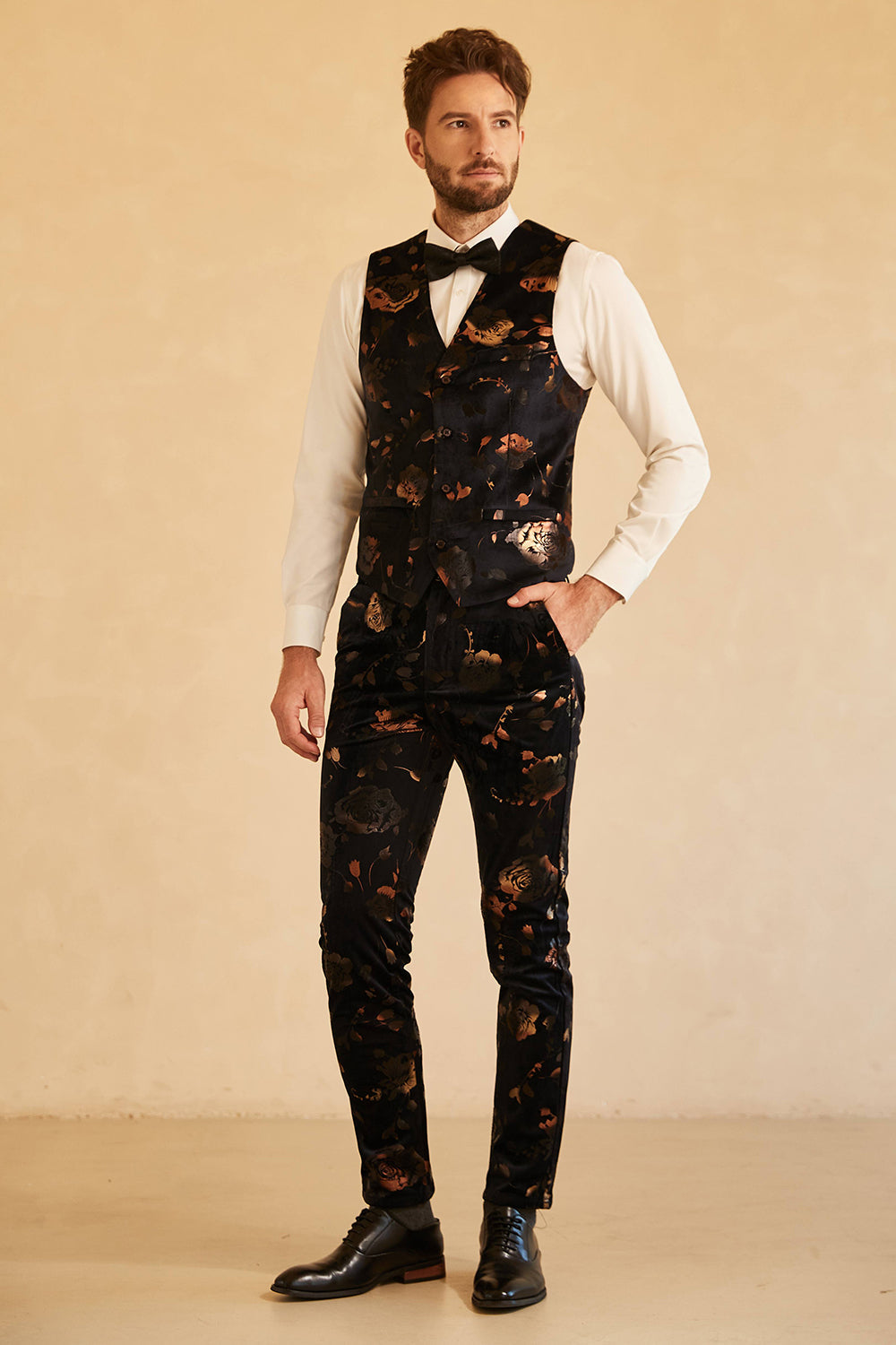 Trajes de boda negro doble pecho solapa de muesca